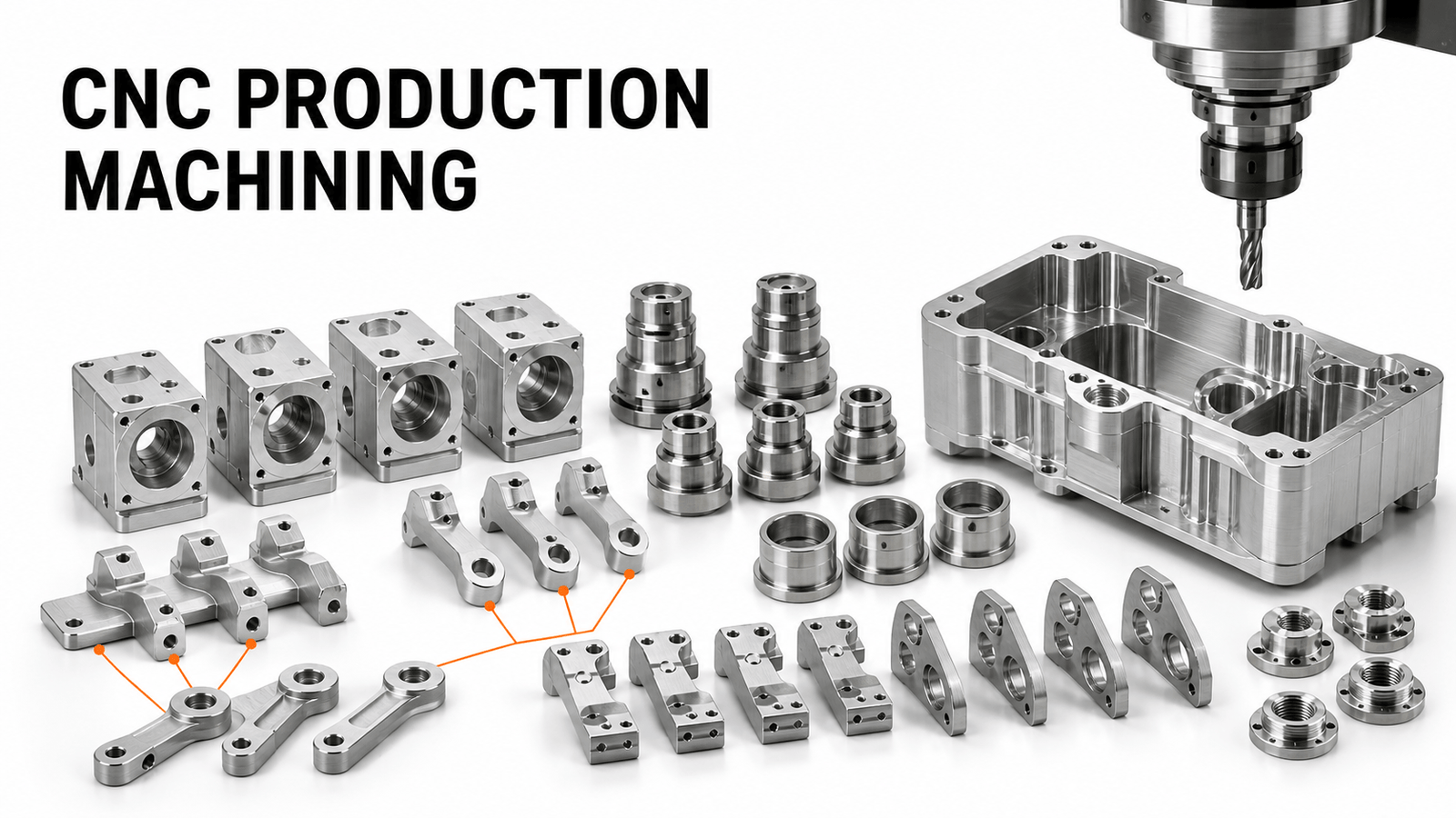 CNC production machining of repeatable precision metal parts