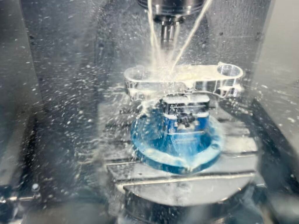 High-speed CNC milling of Aluminum 6061-T6 using sharp carbide tooling to prevent built-up edge.