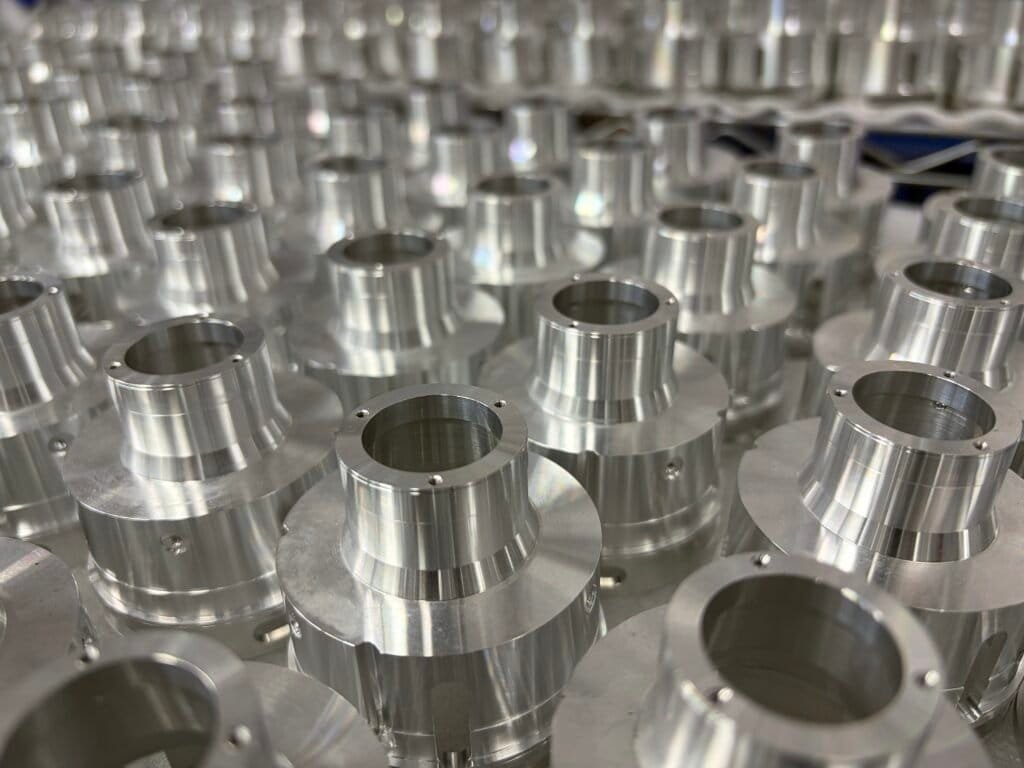 CNC machined automotive engine manifold prototype.