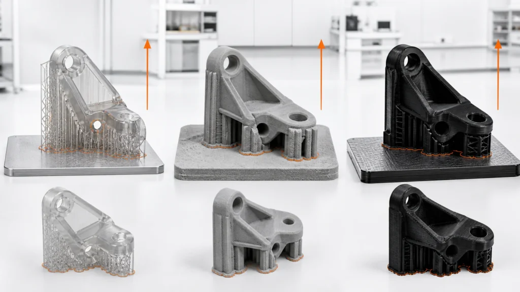 3D printing build orientation supports strength and accuracy