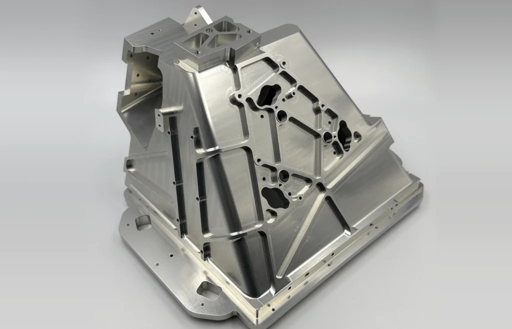 6061-T6 lighting component machined from solid with deep cavities and multi-directional holes