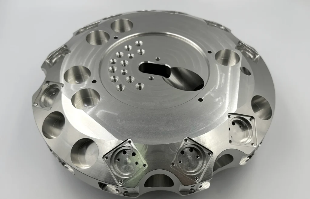 6061-T6 CNC machined part with multi-directional holes and side cavities produced using simultaneous 5-axis machining