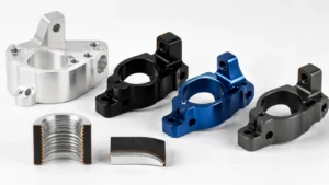Engineering manufacturing scene illustrating aluminum anodizing for CNC parts