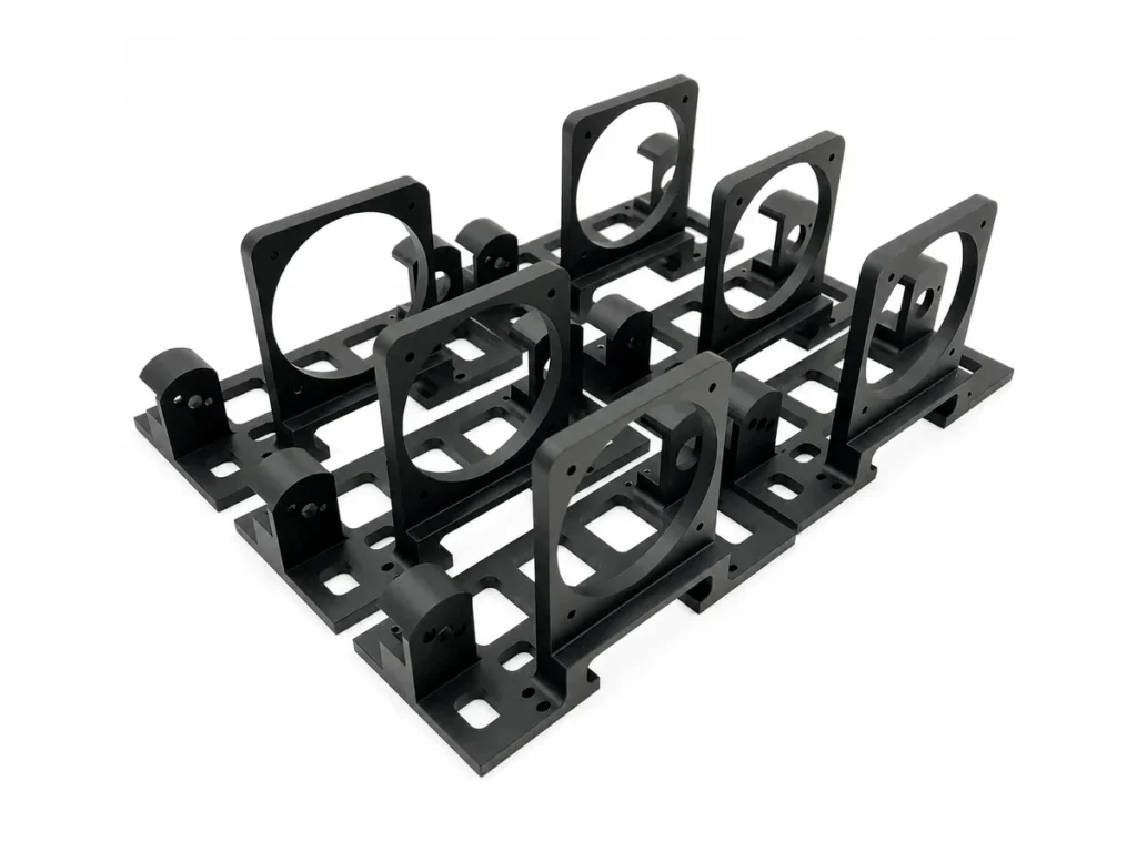 Repeat-production 5-axis CNC machined 6061 aluminum motor brackets for optical equipment
