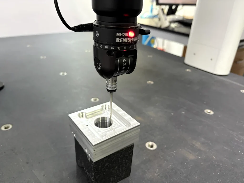 CMM inspection of a CNC machined aluminum part