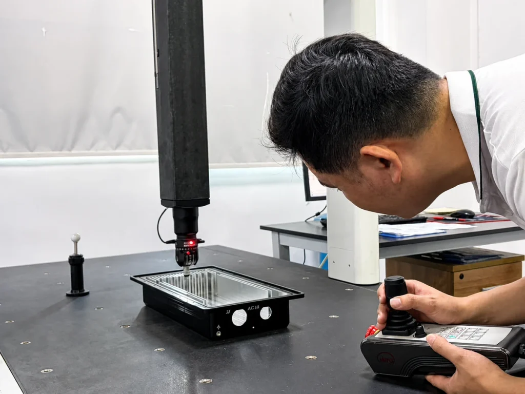 CMM inspection of a robotic joint bearing bore and mounting face