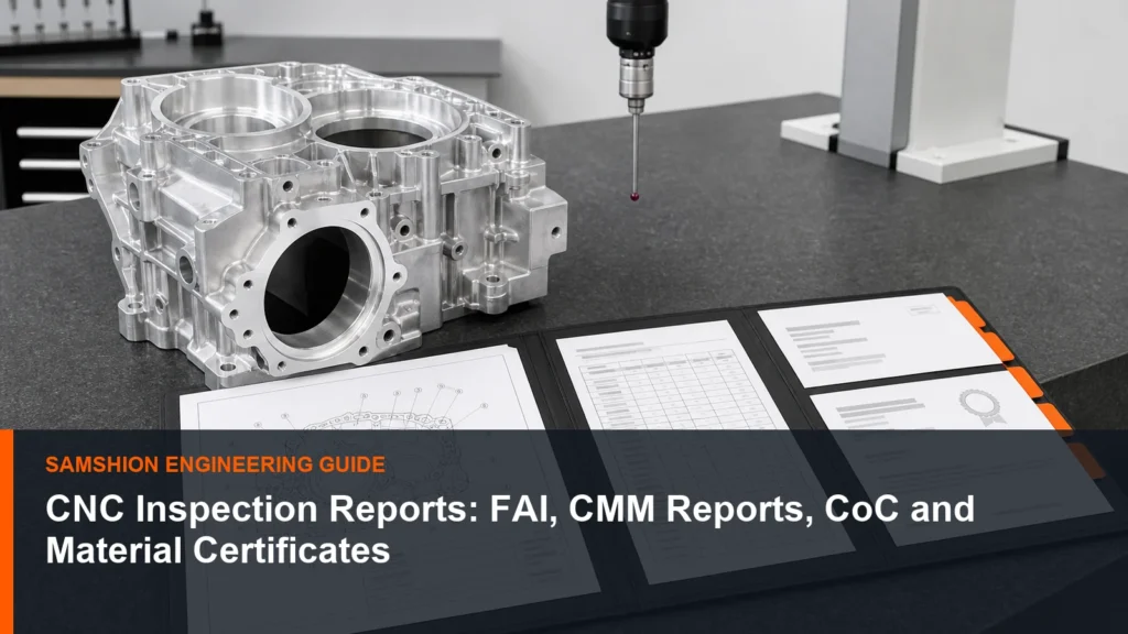 Technical illustration of CNC inspection reports for manufacturing planning