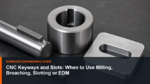 Technical illustration of CNC keyways and slots for manufacturing planning