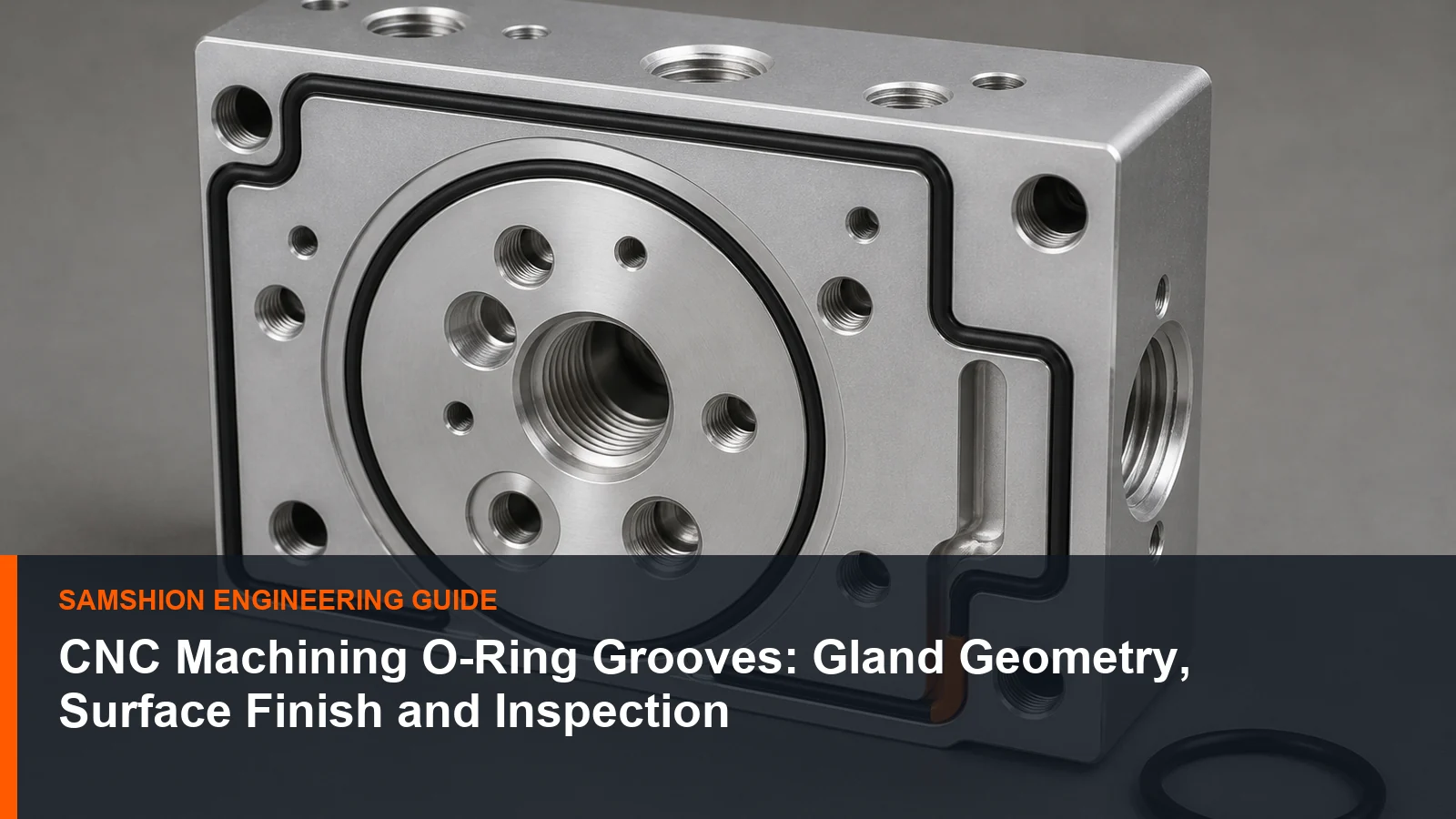 Technical illustration of CNC machining O-ring grooves for manufacturing planning
