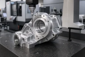 CMM inspection of a CNC machined aluminum robotic arm joint bearing bore