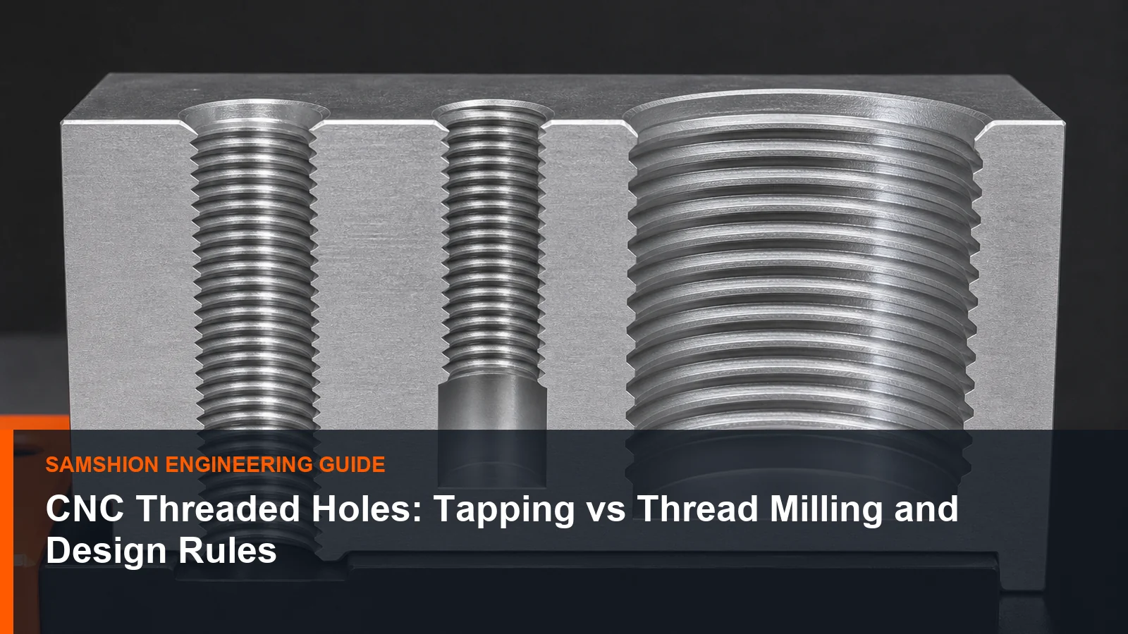Technical illustration of CNC threaded holes for manufacturing planning