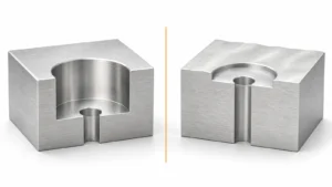 Counterbore vs spotface technical cutaway showing the difference in recess depth and seating function