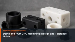 Technical illustration of Delrin CNC machining for manufacturing planning