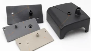 Engineering manufacturing scene illustrating injection molding weld lines