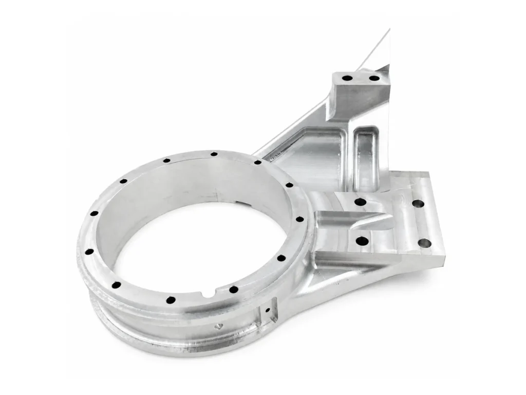 5-axis CNC machined 6061-T6 aluminum robotic arm component with H7 bearing bores and locating holes