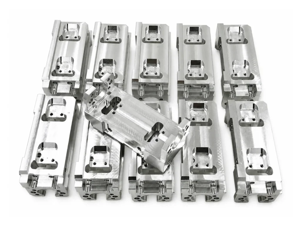 Small batch of 5-axis CNC machined 7075 aluminum components for industrial equipment