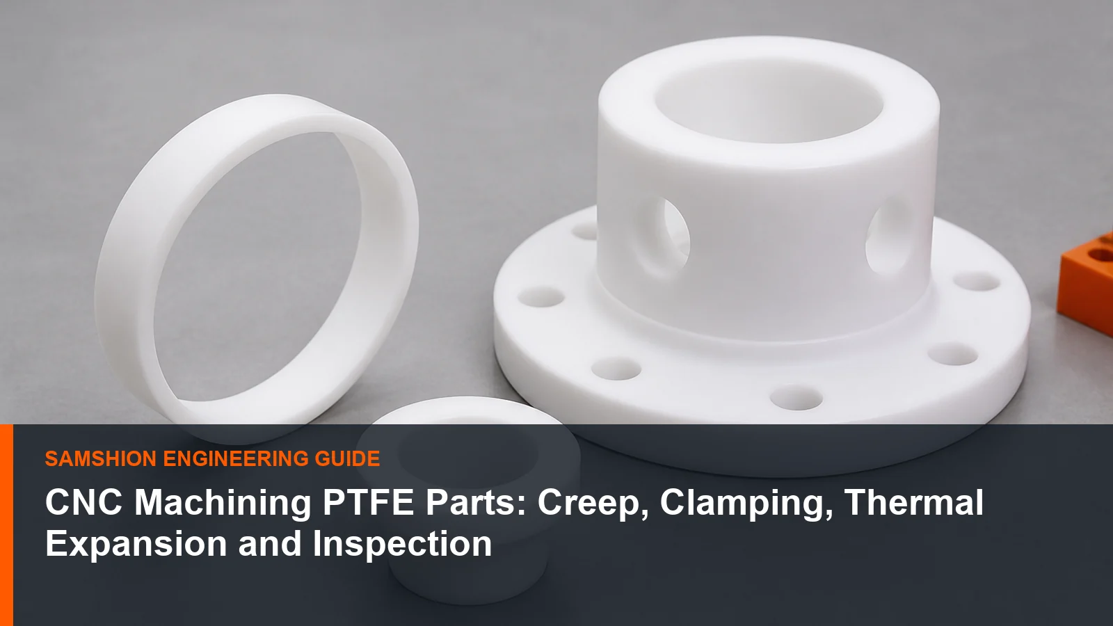 Technical illustration of CNC machining PTFE parts for manufacturing planning