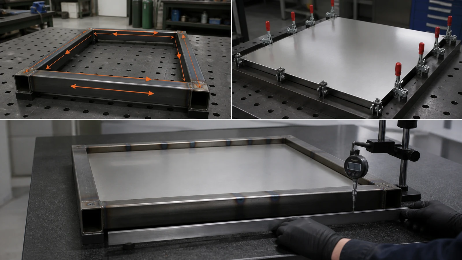 Sheet metal weld distortion sequence fixturing and inspection
