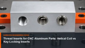Technical illustration of thread inserts for CNC aluminum for manufacturing planning