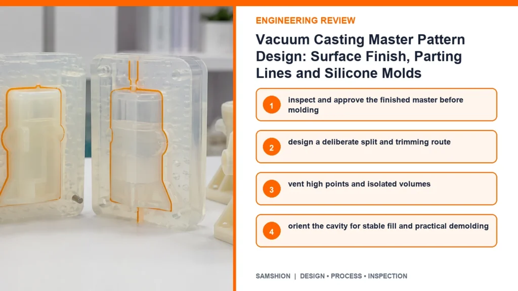 Engineering controls infographic for vacuum casting master pattern design