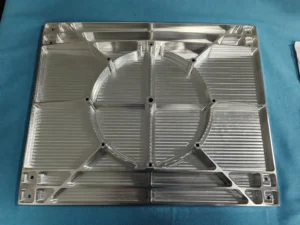 7075-T6 CNC machined aluminum part with pockets and ribs before surface treatment