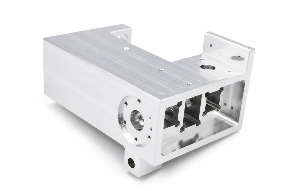 6061-T6 aluminum prototype with multi-face holes and pockets produced by indexed 3+2 CNC machining