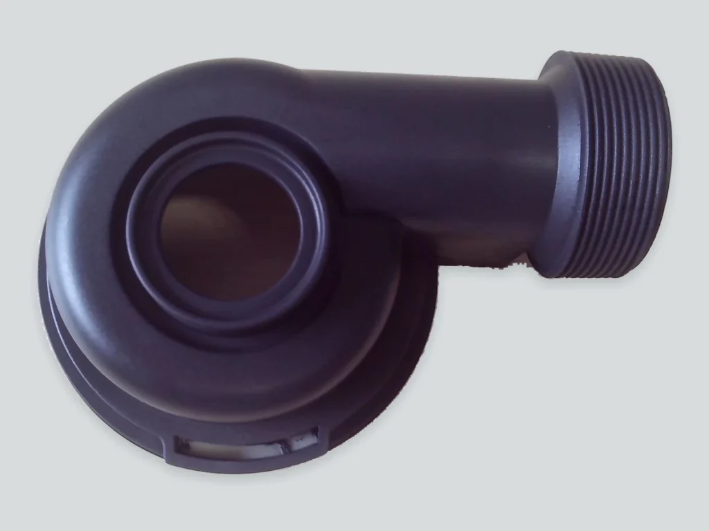 ABS water pump component with a circular opening and an externally threaded connection.