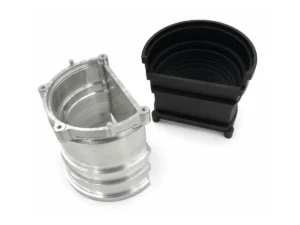 6061-T6 aluminum optical lens barrel design shown in as-machined and black anodized conditions